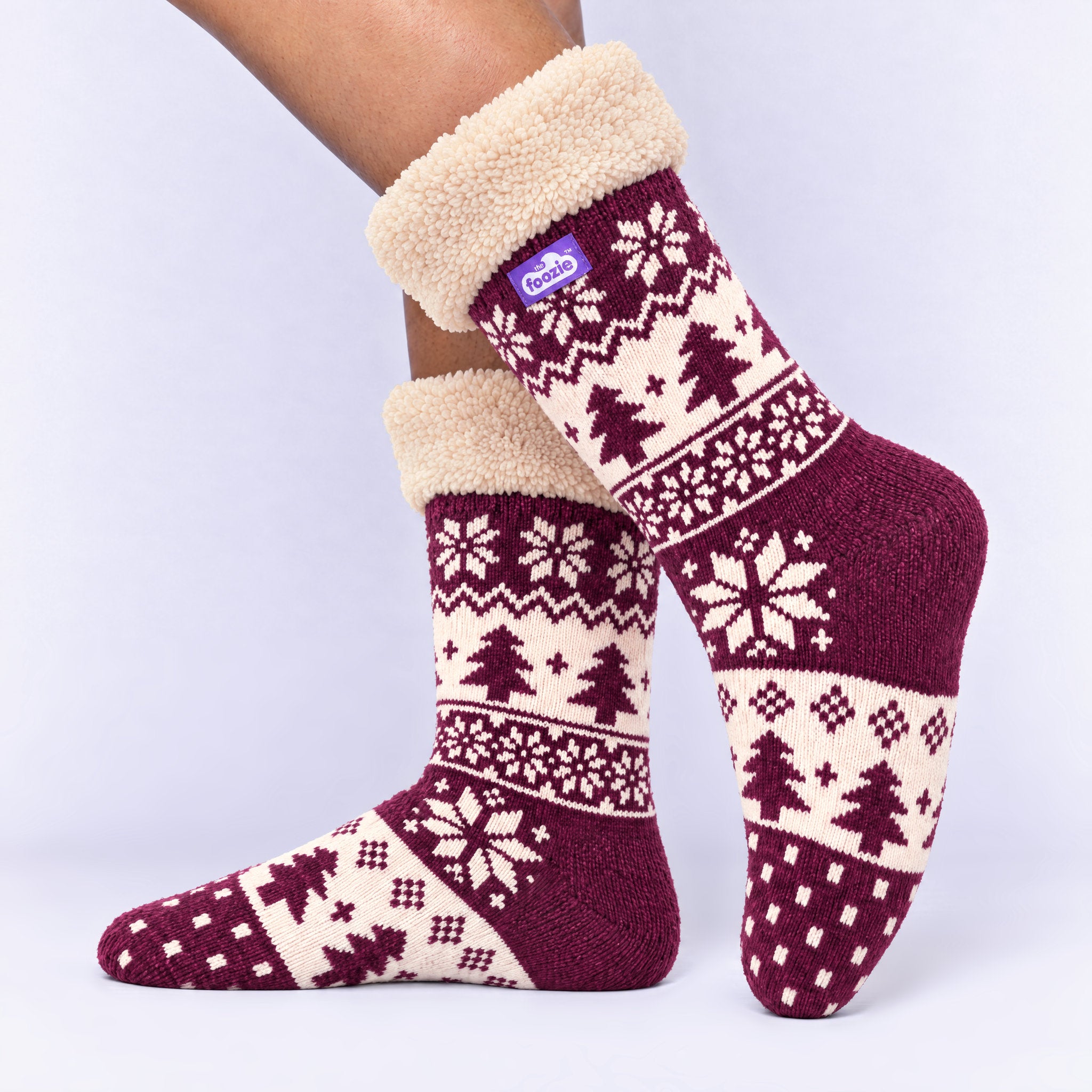 The Foozie™ Christmas Nordic slipper socks, side view