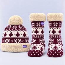 Load image into Gallery viewer, The Foozie™ Nordic Festive Bundle, the beanie and matching slipper socks together
