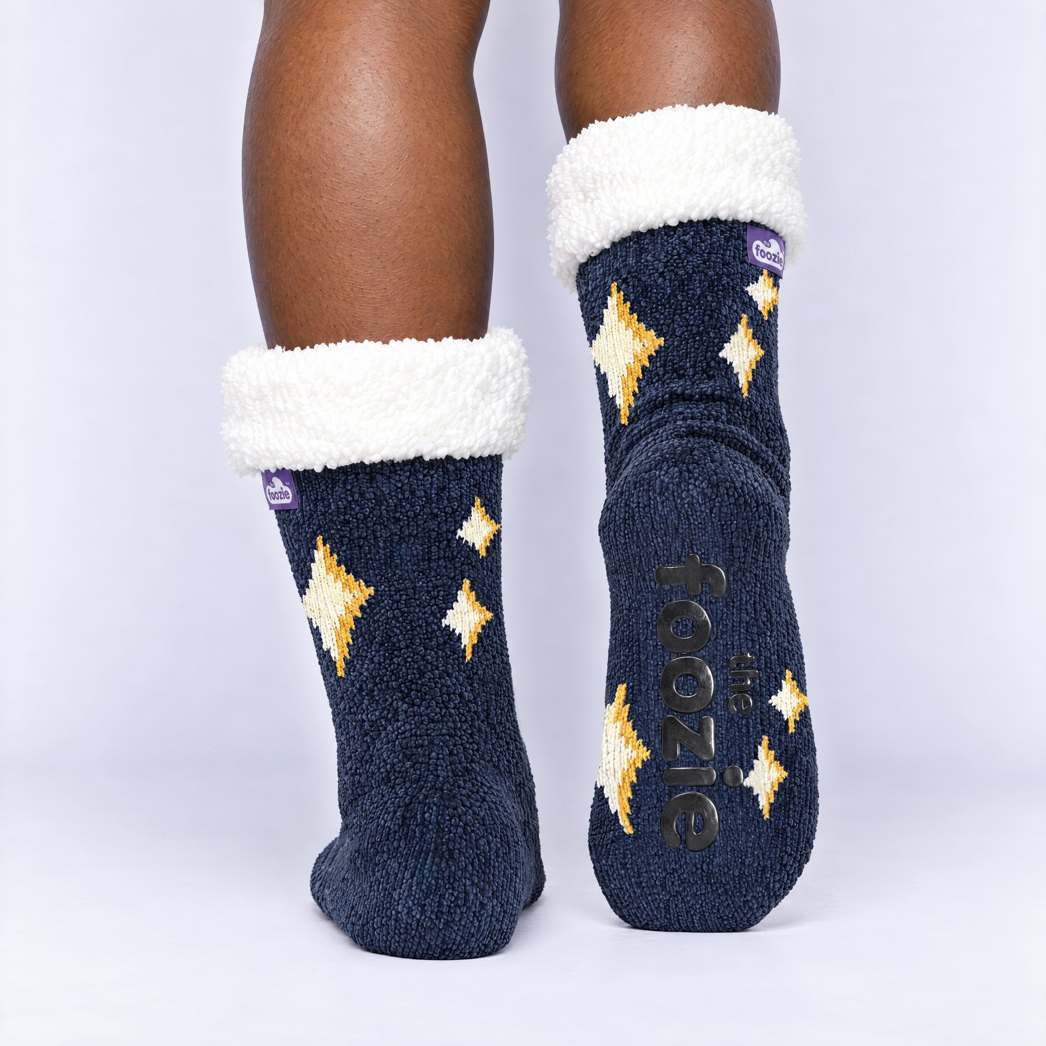 The Foozie™ Sparkles slipper socks, heel and non-slip grips