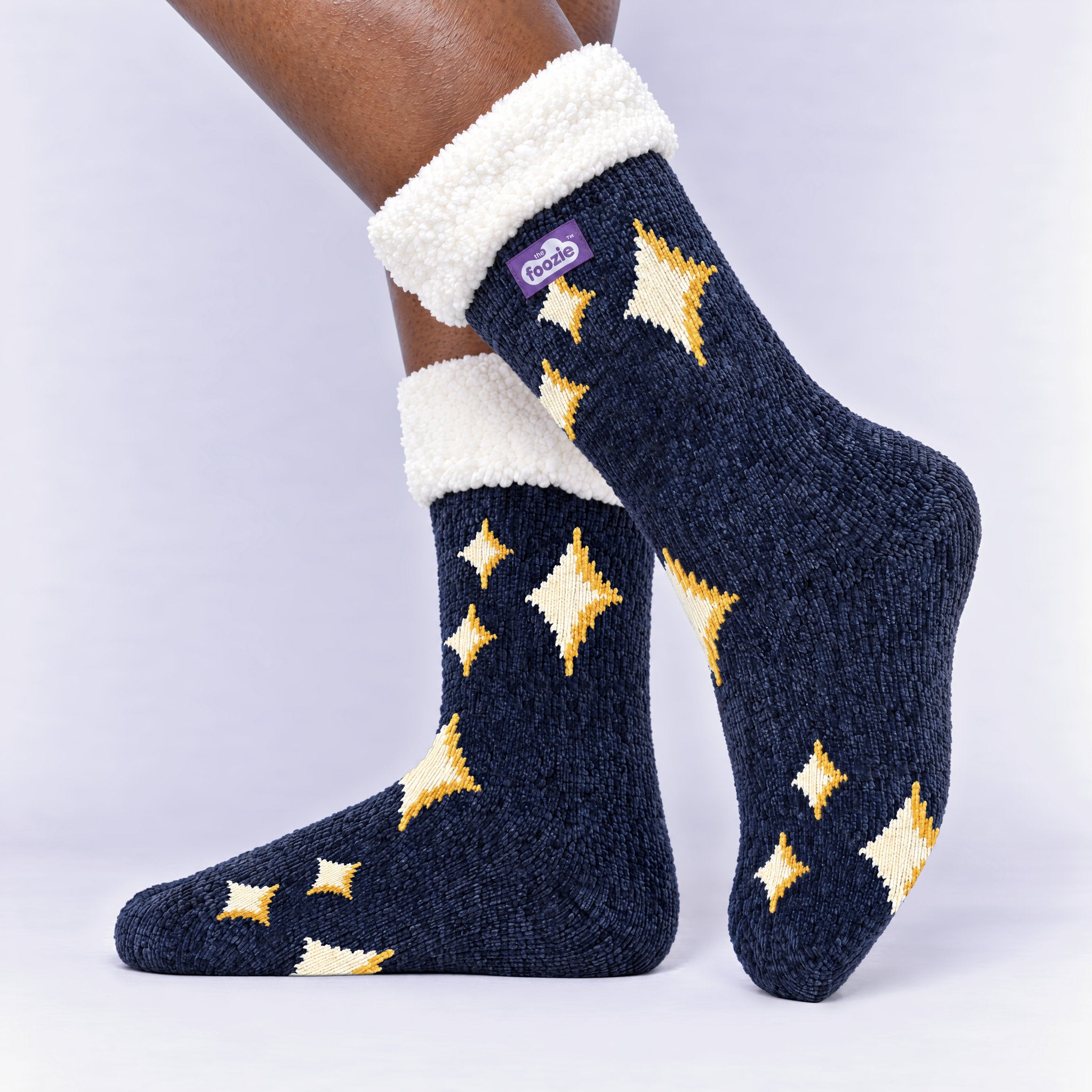 The Foozie™ Sparkles slipper socks, side view